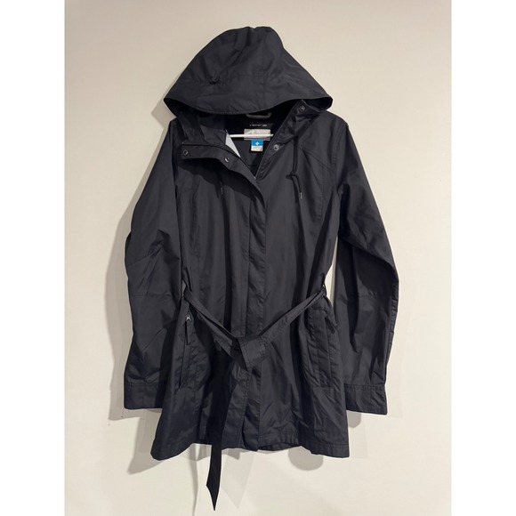 Columbia Jackets & Blazers - Columbia Omni-Shield Hooded Trench Jacket Womens Large Black Raincoat Spring